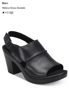 Born Wevika Dress Sandal Black Leather Upper 3.5 Inch Heel Size 9